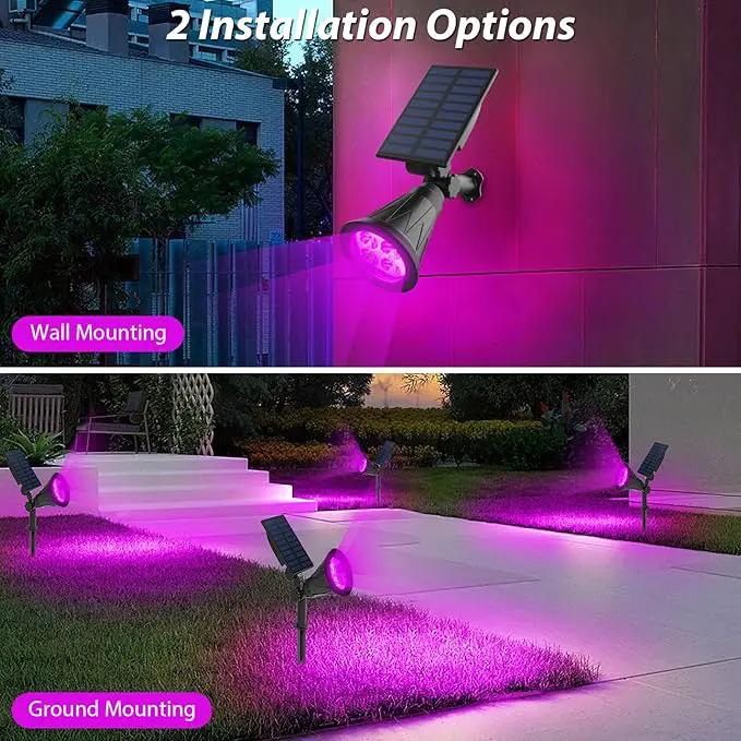 T-SUN Solar Spotlights, 4 LED Solar Waterproof Outdoor Landscape Lights, Auto-on/Auto-Off by Day, 180 Angle Adjustable for Tree, Patio, Yard, Garden, Driveway, Stairs, Pool Area(Purple-1Pack) by GreenHaven Gardens