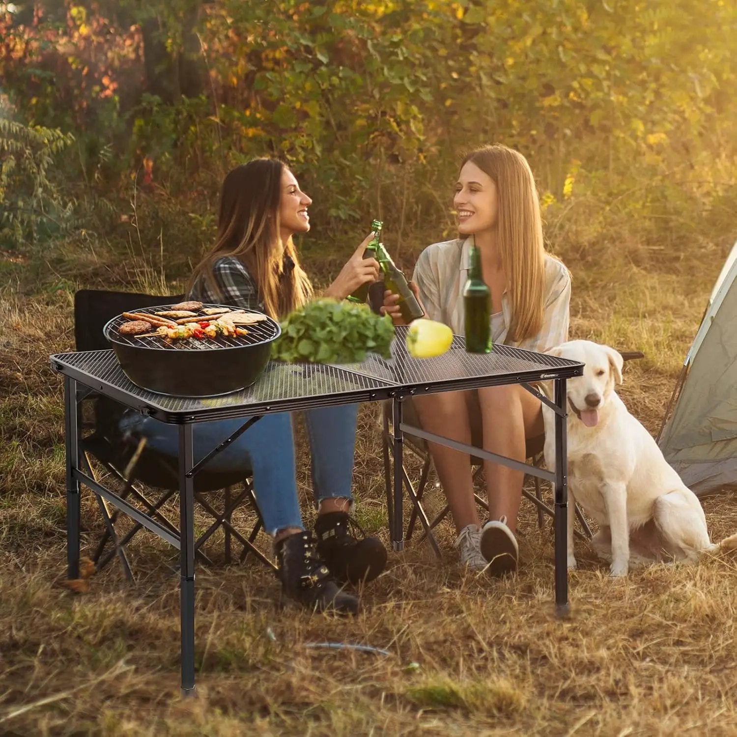 Folding Table, Easy for Storage, Compact Portable Picnic Table for Grill, Outdoor Camping, Garden, Patio, Dining, BBQ, Party, Market, 4Ft (Large, Black) by GreenHaven Gardens