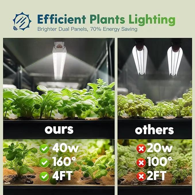 FREELICHT 1 Pack 4FT LED Grow Light with Timer, 40W (250W Equivalent), Full Spectrum Grow Lights for Indoor Plants with 9/12/15H Timer, Linkable Plant Growing Lamp for Hydroponic Plants Seeding Veg by GreenHaven Gardens
