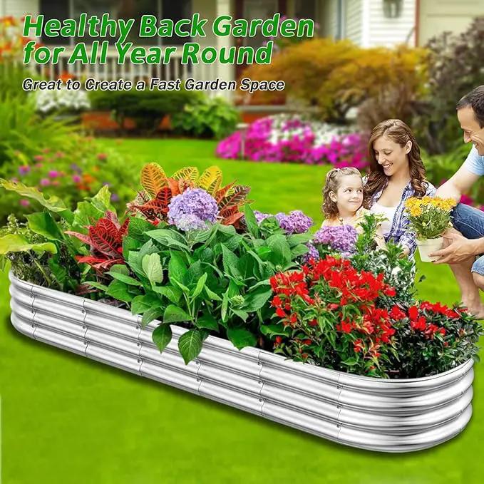 Galvanized Raised Garden Beds, 8x2x1ft Outdoor Raised Garden Boxes, Oval Large Bottomless Metal Elevated Garden Bed Planter Box for Vegetables, Fruits, Flower by GreenHaven Gardens