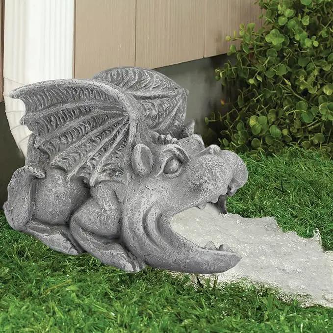 Elenon Gargoyle Decorative Gutter Downspout Extension Statue, Gutter Guardian Rain Downspout Extender, Garden Splash Block Outdoor Sculpture for 3" × 4" Down Spouts Decor by GreenHaven Gardens