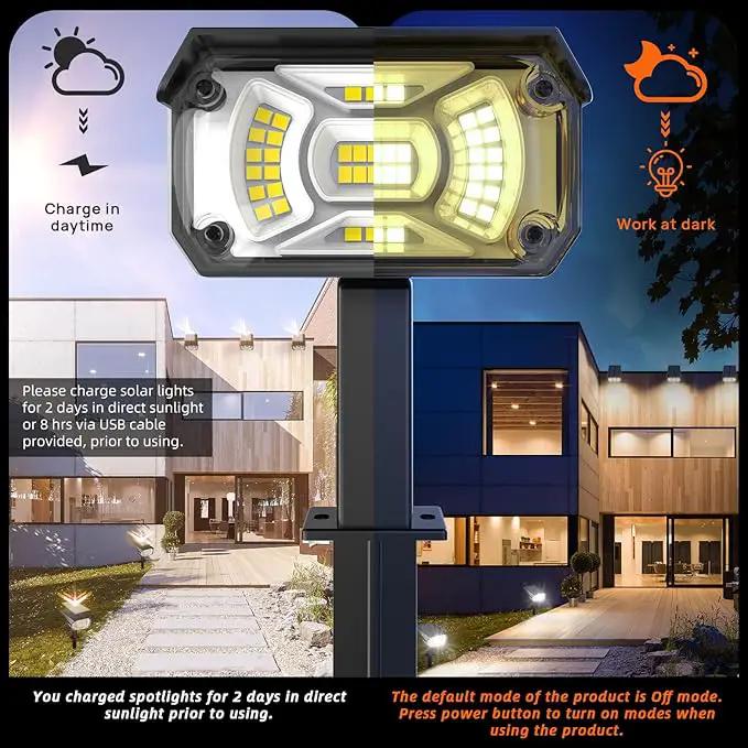 Solar Spot Lights Outdoor,IP65 Waterproof 40 LEDs Solar Landscape Spotlights,USB & Solar Powered Wall Lights,3 Modes Outdoor Solar Garden Lights Outdoor In-Ground Lights for Yard Porch 4 Pack by GreenHaven Gardens