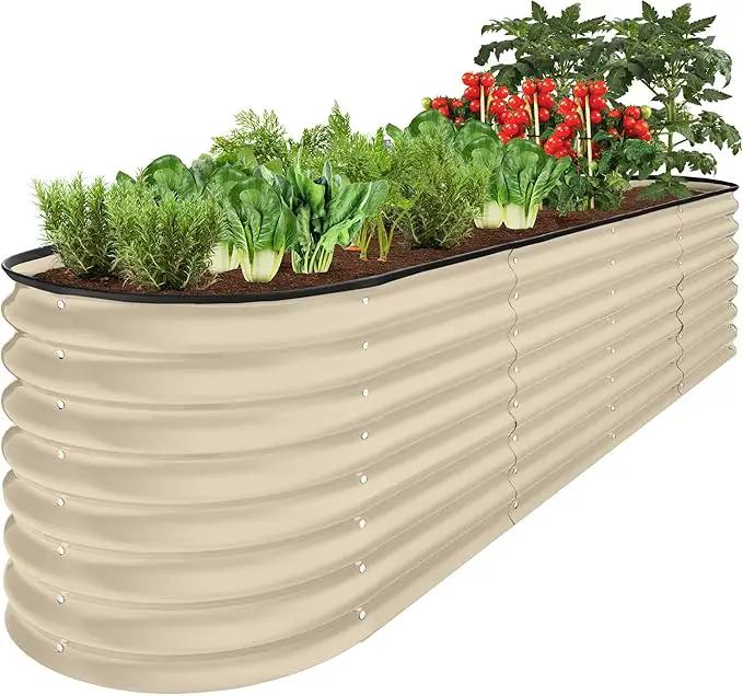 Best Choice Products 8x2x2ft Metal Raised Garden Bed, Oval Outdoor Deep Root Planter Box for Vegetables, Herbs w/ 4 Support Bars, 215 Gal Capacity - Beige by GreenHaven Gardens