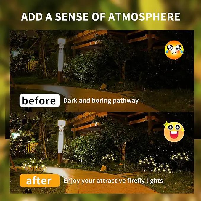Solar Garden Lights, [Innovative 2024 Design] Big Solar Panel with 4 Pack 256 LEDs Solar Firefly Swaying Lights, Solar Lights Outdoor Waterproof for Yard for Patio Pathway Landscape Decorative by GreenHaven Gardens