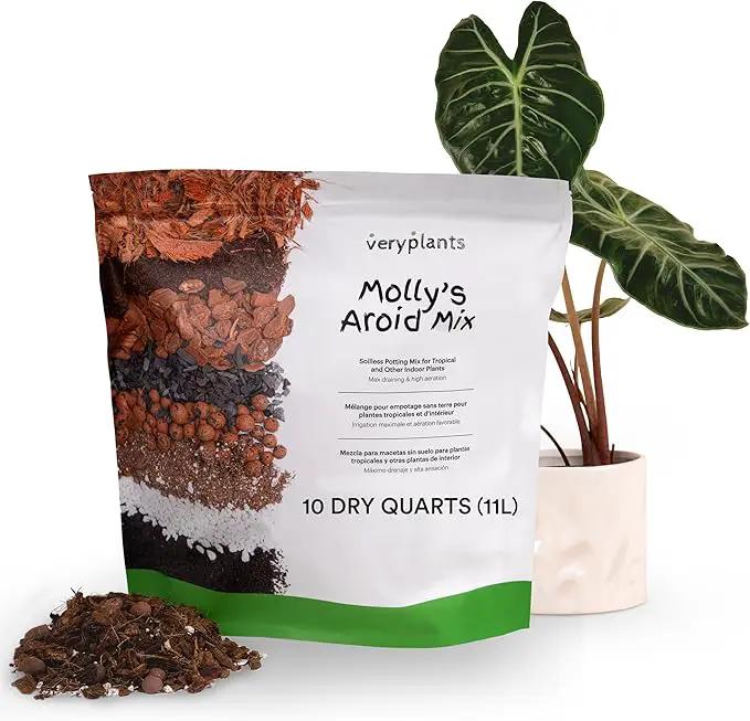 Molly's Aroid Mix - Premium Soilless Chunky Potting Mix for Tropical and Indoor Plants - Contains Orchiata Bark, Coco Chips, Worm Castings, Horticultural Charcoal, Mycorrhizae 10 Dry Quarts by GreenHaven Gardens