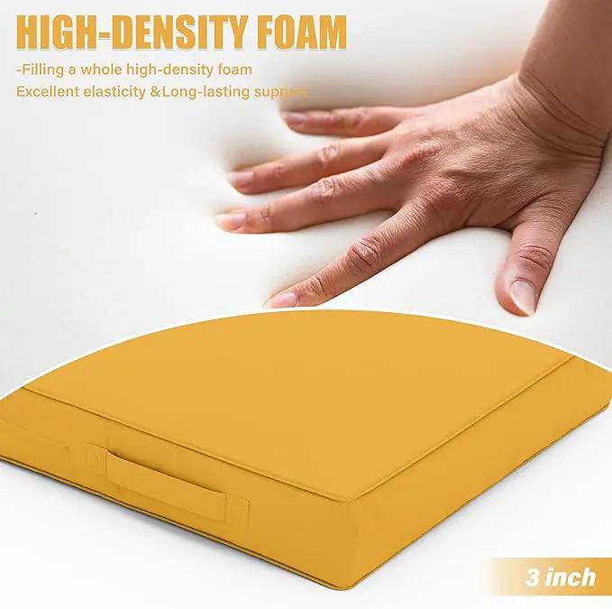 Patio Chair Cushions 17 X 16 X 3 Inch Waterproof Outdoor Seat Cushions for Patio Furniture, Outdoor Sofa Couch Pads with Ties & Handle, Set of 2, Yellow by GreenHaven Gardens