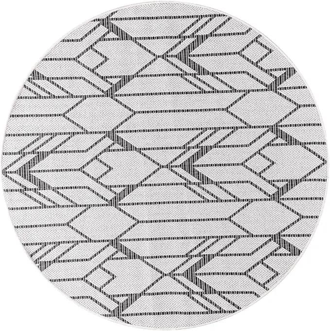 Keen Home Design Terrace Outdoor Round Rug - 8ft Round Washable Indoor/Outdoor Rug for Patio, Kitchen, Balcony, Beach, Garden, Deck and Porch, Size: 7'7" Round by GreenHaven Gardens