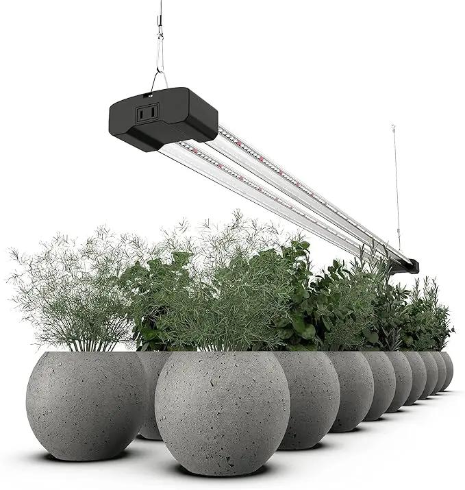 BoostGro LED Grow Light Full Spectrum 5000K Daylight + 660nm Red Linkable Indoor Plant Lighting Fixture Tubes (4 FT, Black) by GreenHaven Gardens