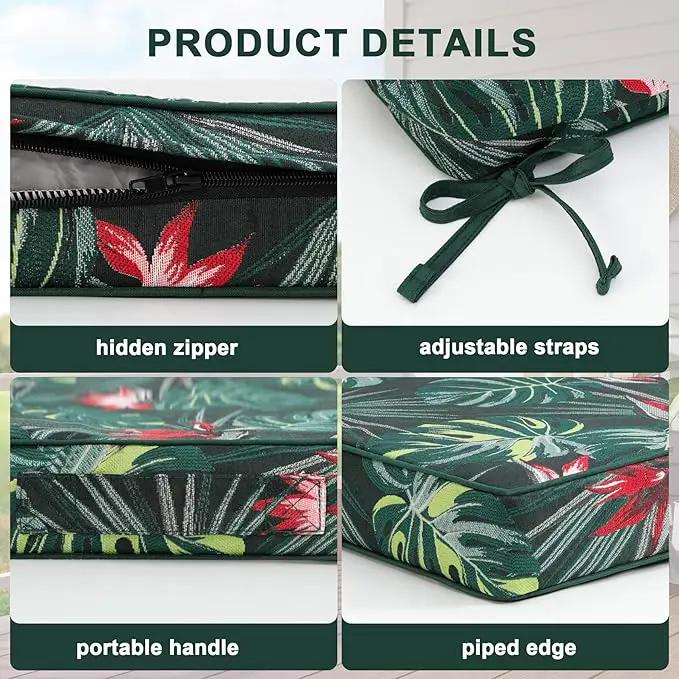 Favoyard Outdoor Chair Cushion 22 x 22 x 3 In Waterproof Pattern Fade Resistant Cushions for Patio Furniture with Removable Cover Attach Straps 28D Foam Insert Cushions Pads for Seat Sofa Couch 2 Pack by GreenHaven Gardens