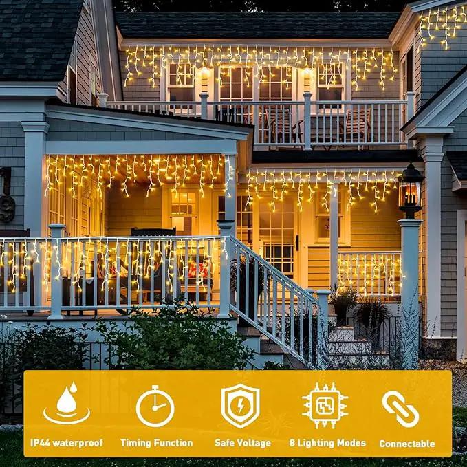 JMEXSUSS 38.8FT Icicle Lights for Outside, 400 LED Icicle Christmas Light Outdoor Indoor Plug in, Warm White Curtain String Lights for Wedding House Patio Party Fireplace Holiday Decorations by GreenHaven Gardens