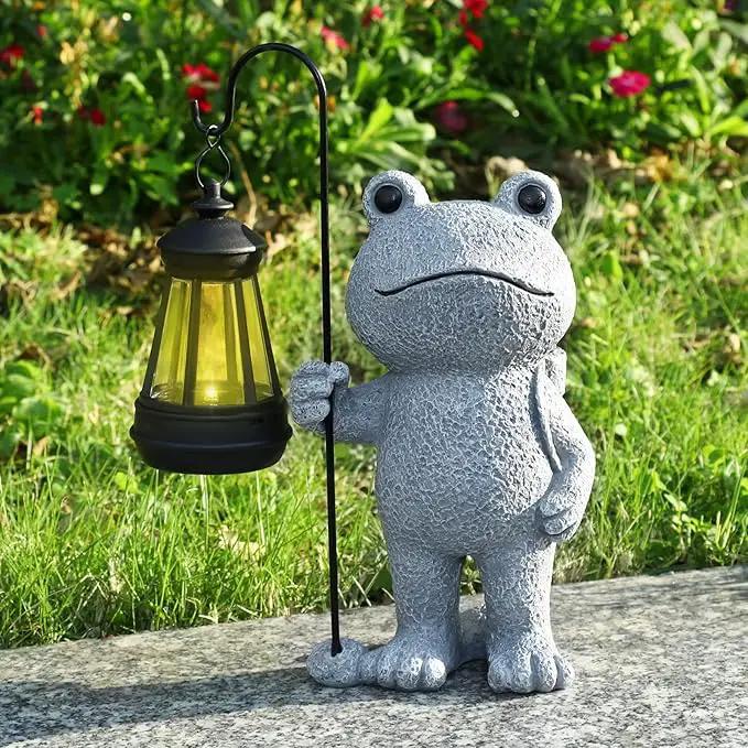 Garden Statue Frog Outdoor Decor, Solar Patio Garden Sculptures & Statues, Resin Garden Decor Gift for Women, Mom, Grandma by GreenHaven Gardens