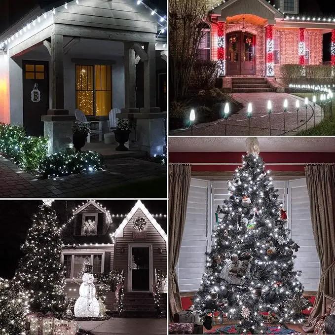 C7 Pure White LED Christmas Lights, 50Ft Vintage String Lights with 50+2 Plastic Bulbs, E12 Candelabra Base, Outdoor Retro Style Hanging Lights for X-mas Patio Fence Roofline Holiday by GreenHaven Gardens