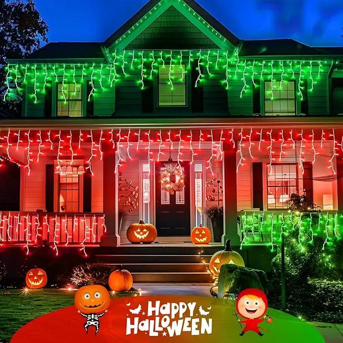 JMEXSUSS 400 LED Christmas Icicle Lights Outdoor, Red & Green Halloween Icicle Lights Clear Wire,Connectable String Lights Plug in for Christmas Party Outdoor Eaves Home Xmas Decorations by GreenHaven Gardens