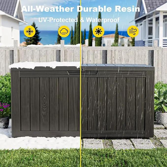 75 Gallon Waterproof Outdoor Storage Box,Resin Deck Box,Lockable Outside Storage Box Container for Patio Furniure,Garden,Pool Tools (75 Gallon,Black) by GreenHaven Gardens