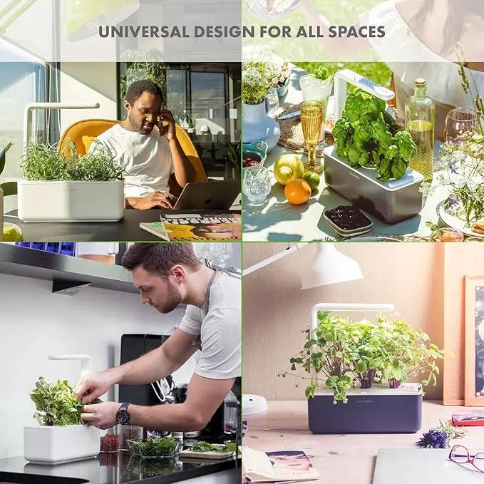 Click & Grow Indoor Herb Garden Kit with Grow Light | Smart Garden for Home Kitchen Windowsill | Easier Than Hydroponics Growing System | Vegetable Gardening Starter (3 Basil Pods Included), Grey by GreenHaven Gardens