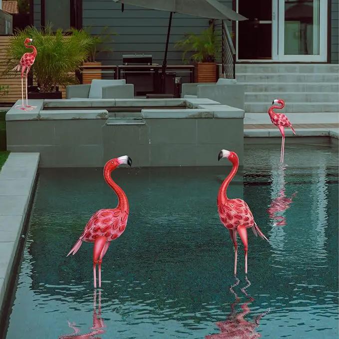 XONOR Metal Flamingo Garden Statues Red Flamingo Yard Art Outdoor Sculptures for Home Patio Lawn Backyard Décor, Set of 2 by GreenHaven Gardens