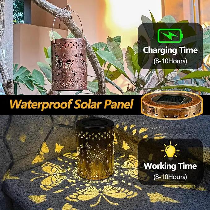 Solar Lanterns Outdoor Waterproof Butterfly Garden Decor Lantern Birthday Gifts for Women Mom Grandma, Hanging Lights Metal Decoration Outside for Yard, Patio, Backyard, Porch by GreenHaven Gardens
