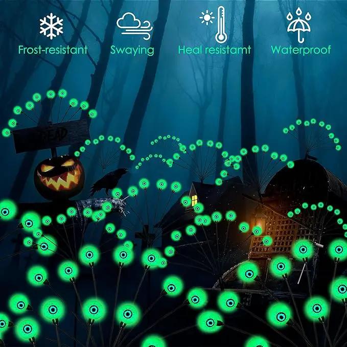Halloween Decorations, 4 Pack 40LED Solar Halloween Lights Outdoor Scary Eyeball Waterproof Halloween Solar Garden Lights Swaying Firefly Lights for Yard Garden Patio Party Decor Green by GreenHaven Gardens