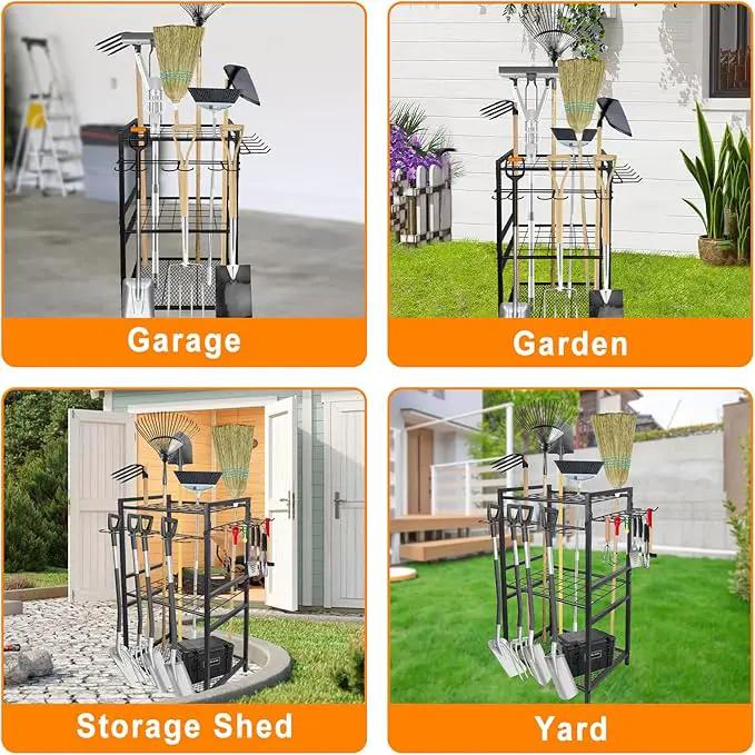 3 Tier Garden Tool Organizer, Yard Tool Tower Rack, Tool organizer up to 78 Tools, Heavy Duty Garden Tool Organizer for Garage, Yard, Patio, Shed, Indoors and Outdoors, Black by GreenHaven Gardens