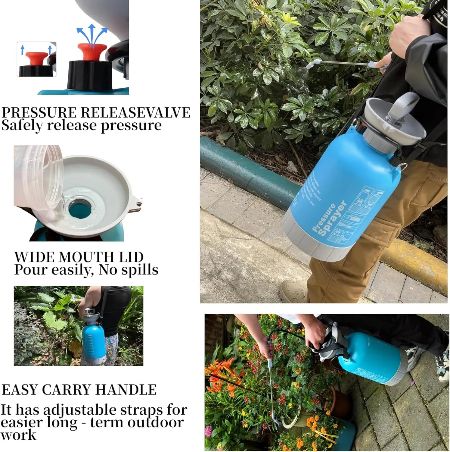 Upgraded Reinforced 1.3 Gallon Pump Pressure Sprayer-Watering for Plants, Weeds Control, Lawn Care with Adjustable Nozzles &Comfort Strap by GreenHaven Gardens