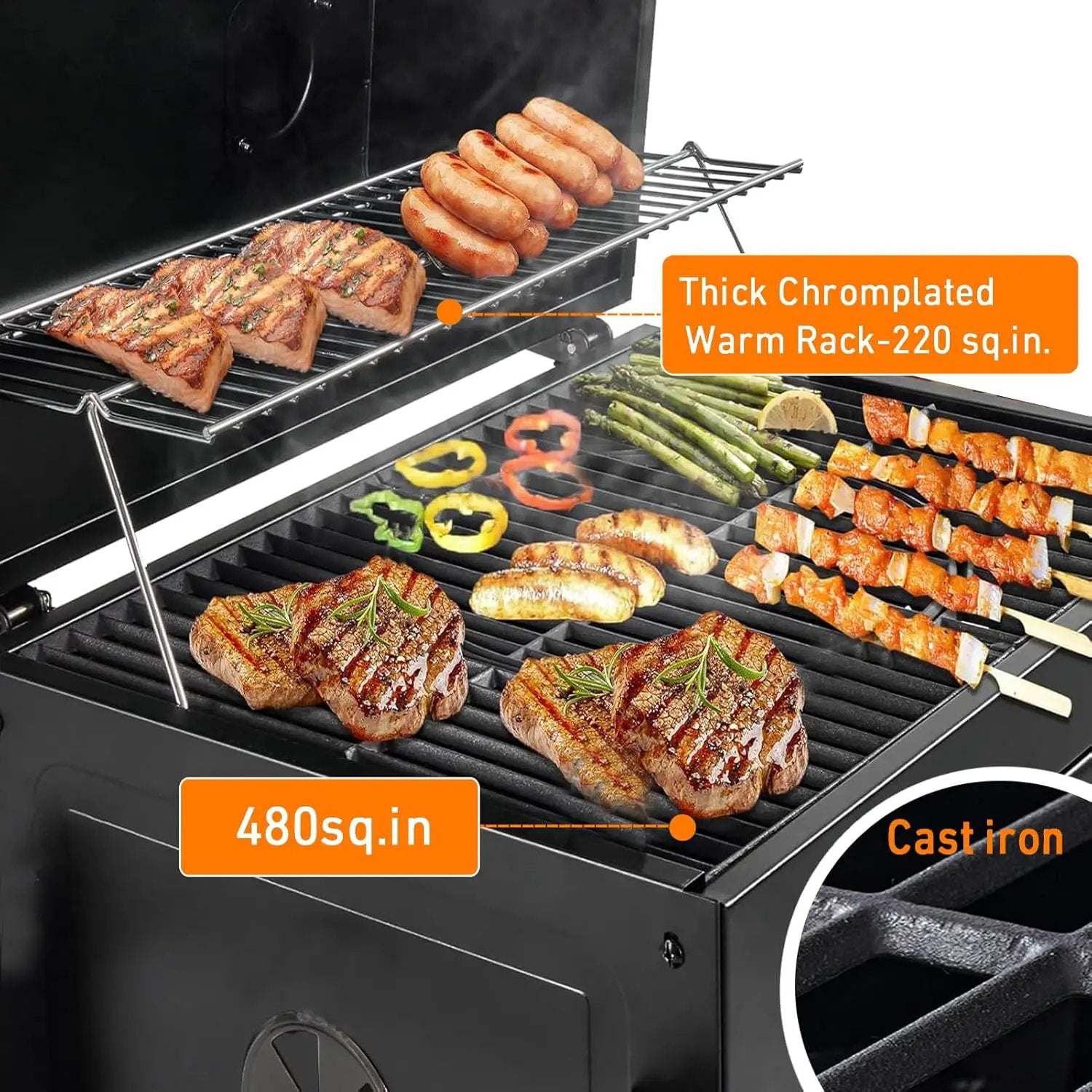 Built In Charcoal Grill, BBQ Grill with Oversize Cooking Area, Outdoor Cooking Grill with Charcoal Trays for Outdoor Backyard Camping Picnics, Patio and Parties by GreenHaven Gardens