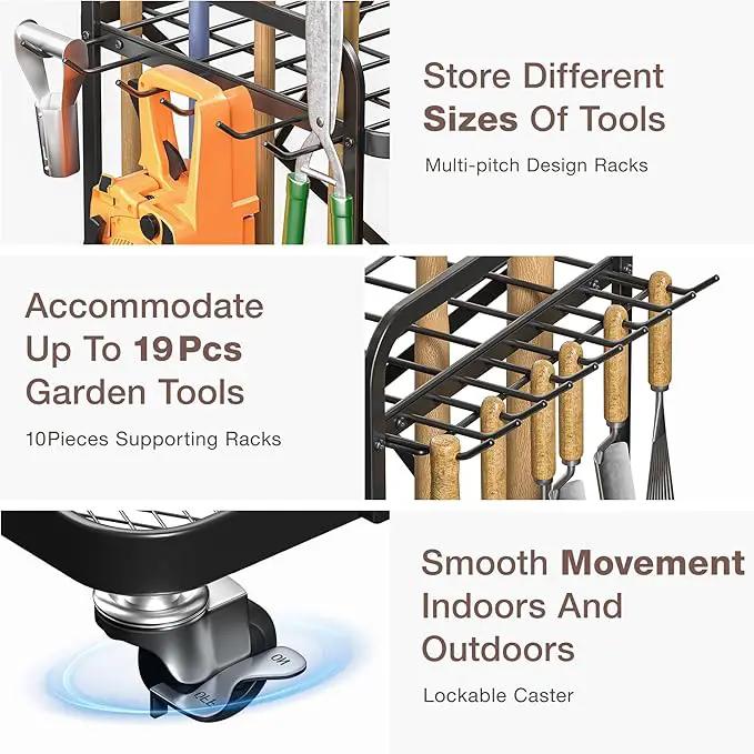 Garden Tool Organizer Outdoor Garage and Shed Tool Storage Yard Tool Holder and Storage Rack Garden Tool Stand for Shed and Garage by GreenHaven Gardens
