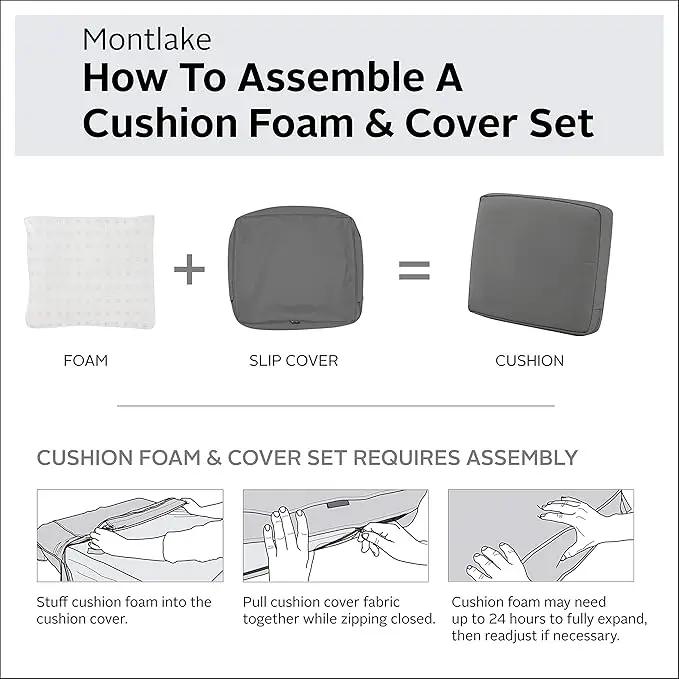 Classic Accessories Montlake Water-Resistant 19 x 20 x 4 Inch Patio Lounge Back Cushion, Light Charcoal Grey, Outdoor Loveseat Cushions by GreenHaven Gardens