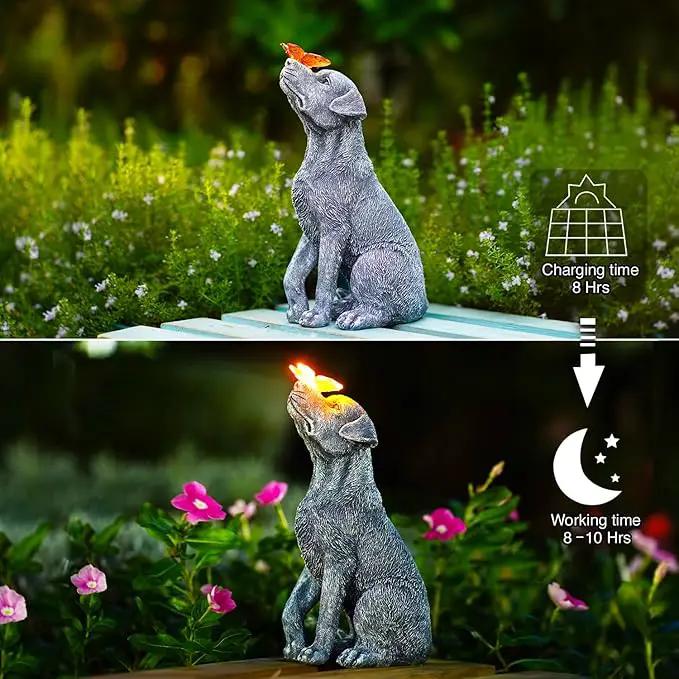 Goodeco Dog Statue with Solar Butterfly - Ideal Gifts for Dad, Mom or Birthdays, Beautifully Crafted Outdoor Decorations to Wow Your Guests by GreenHaven Gardens