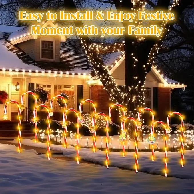 12 Pcs Christmas Candy Cane Lights Outdoor Christmas Decorations Battery Operated Candy Cane Pathway Markers Light 84 LED Candy Cane Stake Waterproof with 8 Modes for Yard Garden Lawn Tree Decor by GreenHaven Gardens