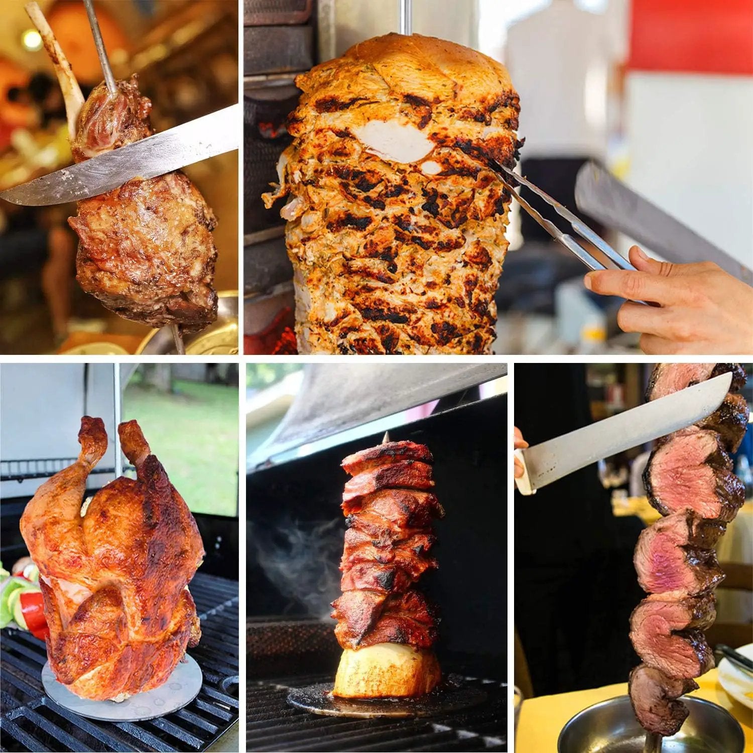 Vertical Skewer Grill - Stainless Removable Vertical Brazilian Barbecue Grilling Rack Meat Spit - Perfect for Steak, Whole Chickens, Whole Fish, Large Meat, 2Pack by GreenHaven Gardens
