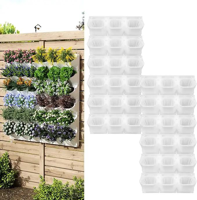 Self-Watering Wall-Mounted Vertical Planter, 36 Pots Wall Planter Indoor Vertical Living Green PlantWall Easy Installation 45''x39'' x5'' (White, 45X39 Inch 36Pcs) by GreenHaven Gardens