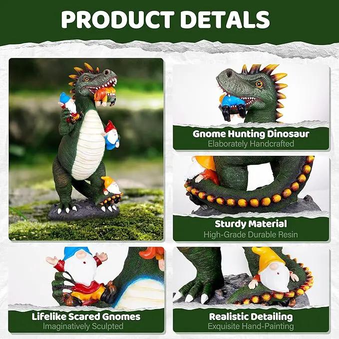 Dinosaur Eating Gnomes Garden Decor Statue - Funny Dinosaur Gnome Massacre Outdoor Decor for Yard, Patio, Lawn Ornaments - Garden Gifts for Mothers Day, Housewarming, Festival by GreenHaven Gardens