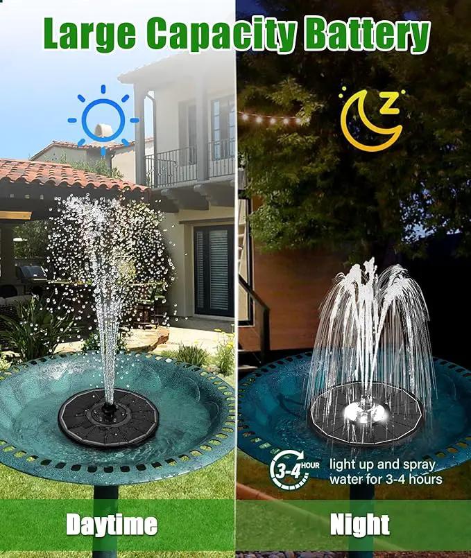 SZMP Solar Water Fountain Upgraded 100% Glass Panel, 3.5W Solar Powered Fountains Built-in 2000 Battery with 7 Nozzle & 4 Fixer, Solar Fountain Pump for Bird Baths, Pond, Outdoor (White) by GreenHaven Gardens