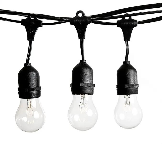 Hometown Evolution, Inc. 24 Foot E26 Outdoor Commercial String Lights with Suspended Socket for Weatherproof Heavy Duty Vintage Outside Lighting - Set of 12 A15 Clear Bulbs by GreenHaven Gardens