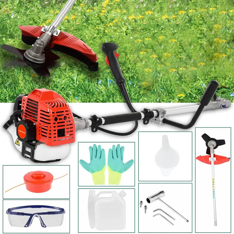 String Trimmer,52cc 2-Cycle Gas Powered Backpack Brush Cutter - 2-in-1 Multi-Function Trimmer with Pole Saw, Hedge Trimmer & Grass Blade for Professional Garden Yard Maintenance (USA Stock) by GreenHaven Gardens