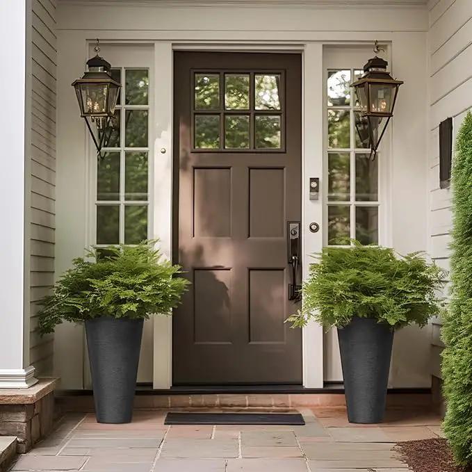 Kante Tall Round Planter Set of 2, 18" H Large Decorative Planter Pots for Outdoor Indoor Garden Patio Front Porch (Black) by GreenHaven Gardens