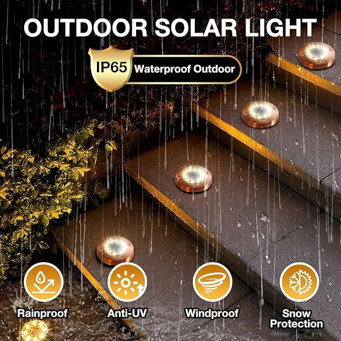 Outdoor In-Ground Lights Solar Disc Lights Outdoor Solar Garden Lights In Ground Solar Landscape Light 8 Pack 12 led for Pathway Yard Patio Walkway(Bronze, 8 Pack) by GreenHaven Gardens