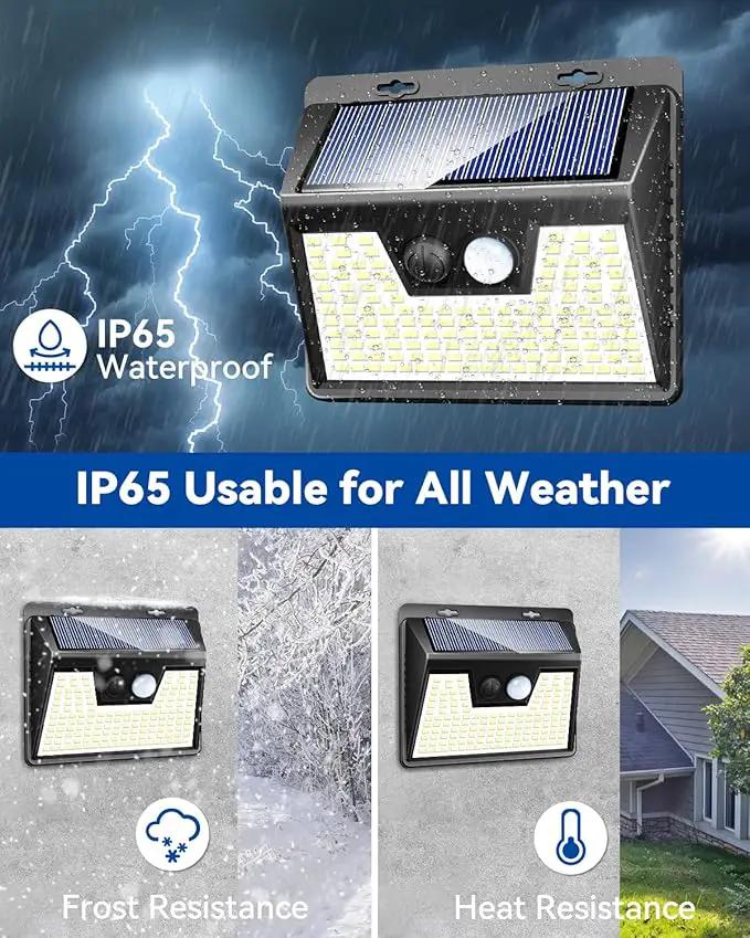 Peasur 140LED Solar Powered Lights Outdoor Waterproof, 3 Packs Motion Sensor Light Ultra-Bright, 3 Modes Fence Security Lighting for Outside Yard Wall Deck Step Garden(Cool White) by GreenHaven Gardens