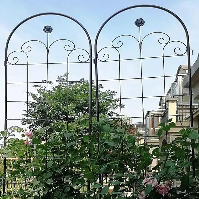 2 Pack Metal Garden Trellis 86.7" H Garden Fence Rustproof Trellis for Climbing Plants Support Roses Flower Outdoor Lawn Black by GreenHaven Gardens