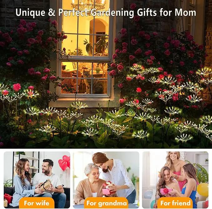 Solar Garden Lights 2 Pack Twinkling Solar Firework Lights with 2 Modes 120LED, Solar-Powered Light for Outside Yard Pathway Garden Decor Outdoor Waterproof, Gardening Gifts for Women Mothers Day,Warm by GreenHaven Gardens