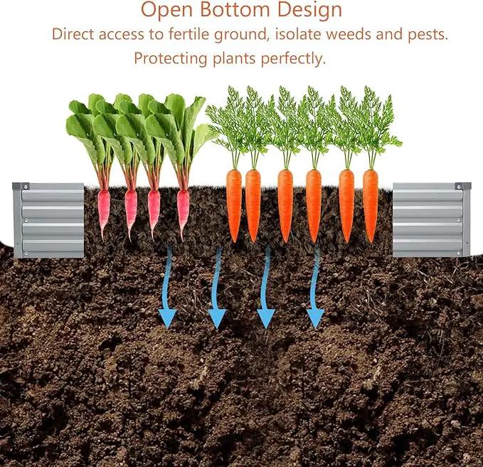 10x2x1ft(2 Pack) Galvanized Raised Garden Bed,Outdoor Planter Box Metal Patio Kit Planting Bed for Vegetables Flowers and Succulents,Silver by GreenHaven Gardens
