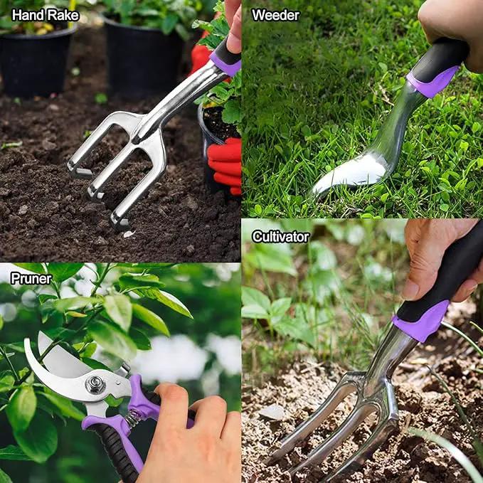 Garden Tools Set 83 Piece, Succulent Tools Set Included, Heavy Duty Aluminum Gardening Tools for Gardening, Non-Slip Ergonomic Handle, Durable Storage Tote Bag, Gifts for Men Women by GreenHaven Gardens