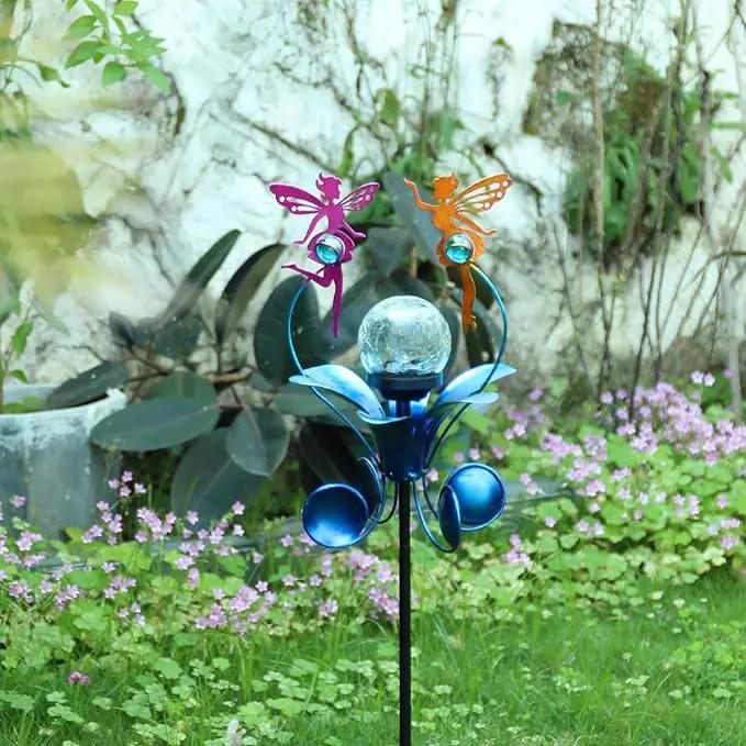 VCUTEKA Solar Lights Outdoor Metal Garden Stake Waterproof Crackle Glass Globe Garden Decor Fairy for Pathway, Lawn, Patio, Yard by GreenHaven Gardens