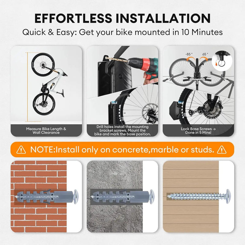 Bike Rack Garage, Bike Wall Mount – 2 Pack Bike Rack for Garage & Indoor Storage, Heavy Duty Vertical Bike Hanger Holds Up to 66 lbs, Space-Saving Bike Wall Rack for Home, Apartment, or Shed by GreenHaven Gardens