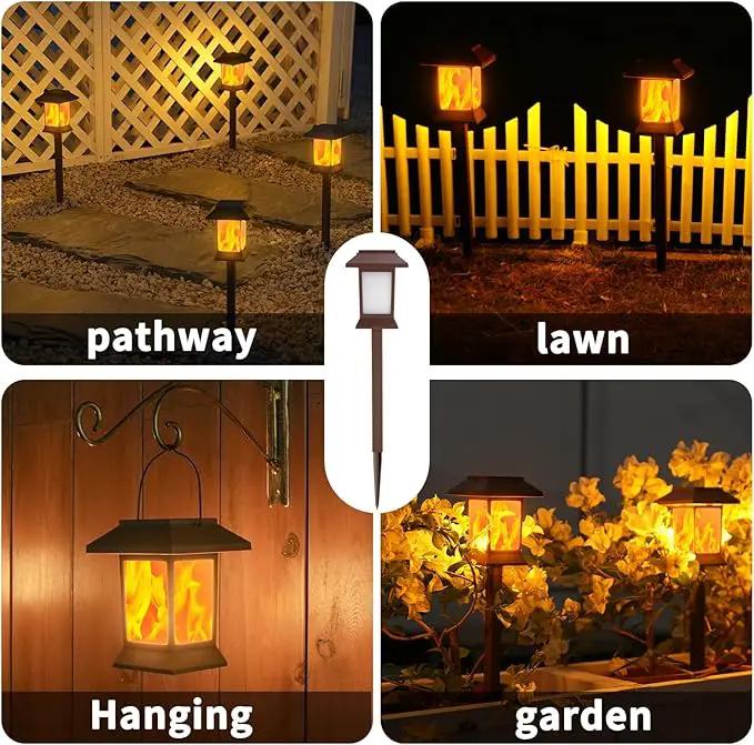 Solar Pathway Lights Outdoor with Flickering Flame, IP65 Waterproof, 6PK Solar Flame Lights with Hook, Upgraded 1000mAH Battery, Up to 12Hrs, Auto On/Off, Decor for Garden, Walkway by GreenHaven Gardens