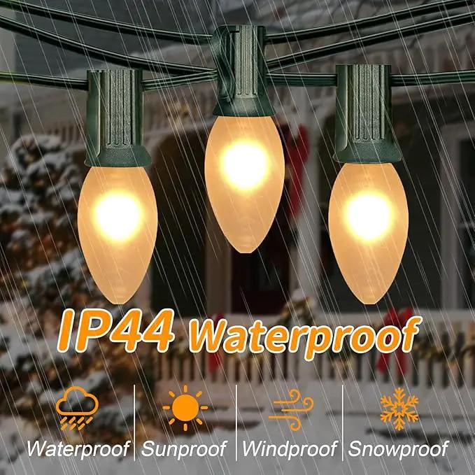 25 FT C9 Frosted Christmas Lights,Warm White Outdoor Christmas Lights with 26 Bulbs(1 Spare), C9/ E17 Base,Old Fashioned Christmas Lights for Roofline, Yard, Garden, Wedding Decorations by GreenHaven Gardens