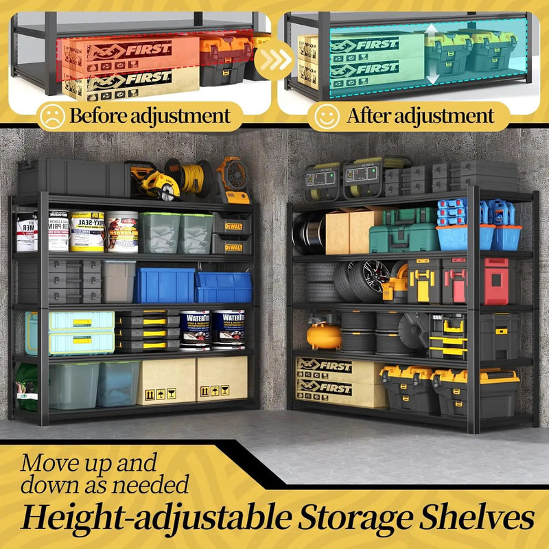 47.8" W Heavy Duty Garage Shelving 3000LBS Storage Shelves, Adjustable 5-Tier Storage Rack, Metal Shelves for Garage/Warehouse/Basement, 47.8" W x 19.8" D x 72" H, 3 Pack by GreenHaven Gardens