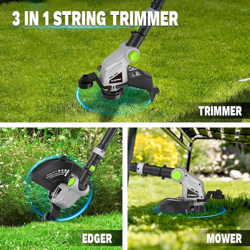21V Cordless String Trimmer, 12" Weed Eater and Weed Wacker with Auto-Feed, Battery & Charger Included, Lightweight Adjustable Handle for Lawn Edging (AD-ST-001) by GreenHaven Gardens