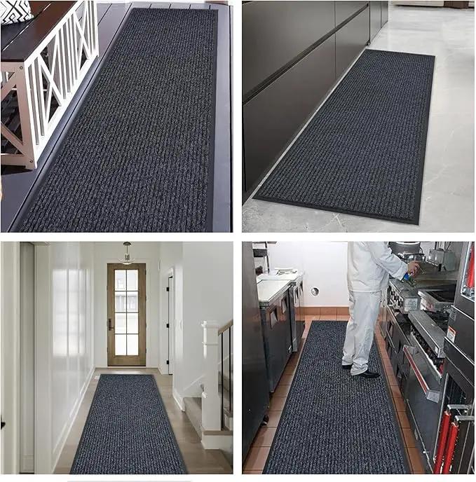 fani Heavy Duty Large Outdoor Indoor Entrance Black Doormat Waterproof Low Profile Entrance Rug Front Door Mat Patio Anti-Skid Rubber Back, 35x72 inch (Gray) by GreenHaven Gardens