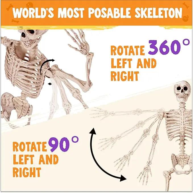 JOYIN 6.9 FT Halloween Skeleton Posable Plastic Full Body Realistic Human Bones with Movable Joints for Indoor Outdoor Halloween Props Spooky Scene Party Decorations（Yellow,No Screwdriver） by GreenHaven Gardens